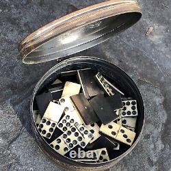 54 Old Rare Vintage Antique Civil War Relic Domino Game Piece Bone Ebony Brass