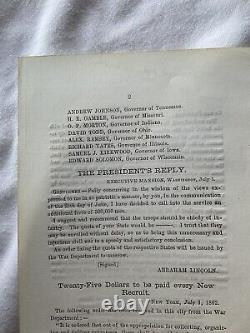 592 Civil War Union Governors Broadside Preserving the Union & Abraham Lincoln