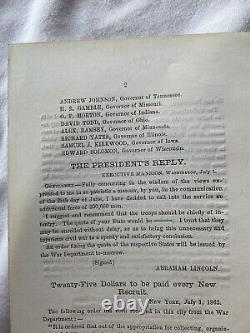 592 Civil War Union Governors Broadside Preserving the Union & Abraham Lincoln