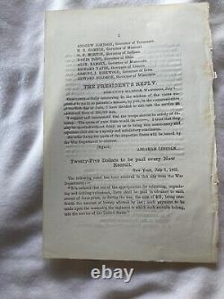 592 Civil War Union Governors Broadside Preserving the Union & Abraham Lincoln