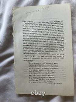 592 Civil War Union Governors Broadside Preserving the Union & Abraham Lincoln