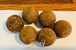 6 antique 1-1/2 Cannon Ball War Grape Canister Shot (Civil War Era) Cannonballs