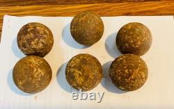 6 antique 1-1/2 Cannon Ball War Grape Canister Shot (Civil War Era) Cannonballs