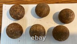 6 antique 1-1/2 Cannon Ball War Grape Canister Shot (Civil War Era) Cannonballs