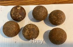 6 antique 1-1/2 Cannon Ball War Grape Canister Shot (Civil War Era) Cannonballs