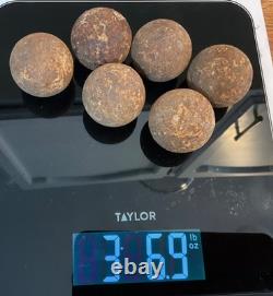 6 antique 1-1/2 Cannon Ball War Grape Canister Shot (Civil War Era) Cannonballs
