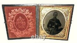 6th Plate Size Civil War Cavalry Soldier Double Armed Camp Scene 3 Day