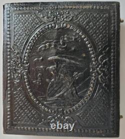 6th plate tintype of a Union freckled-face infantry sergeant, 2x armed