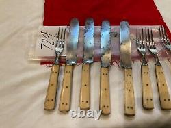 729 CIVIL War Russell Green River Set Of 4 Mess Forks & Knives Knives Stamped