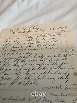 850 CIVIL War General Lovell Rosseau Signed Rations List 16 Illinois 1864 Dated