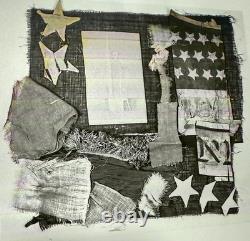 8.25 X 6.25 Display, Ex-auction CIVIL War Flag Fragments (fabrics + Cs Star)