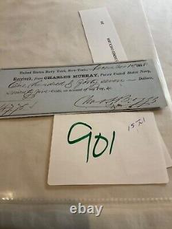 901 Usn CIVIL War Admiral Charles Boggs Signed Chk 1858 Mississippi River Hero