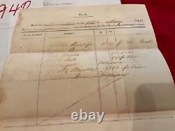 940 CIVIL WAR MOBILE ALA UNION ARMY SUPPLIES INVOICE 1865 SGN HARRELL 97th ILL V