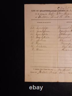 9th U. S. Colored Troops Civil War / 1864 Quartermaster Stores Document