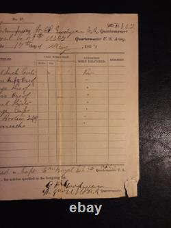 9th U. S. Colored Troops Civil War / 1864 Quartermaster Stores Document