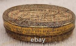 ANTIQUE BRANDRETH'S PILLS TIN BOX HISTORICAL PHARMACEUTICAL CIVIL WAR w CONTENTS