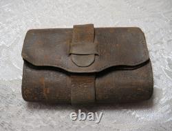 ANTIQUE CIVIL WAR ERA LEATHER WALLET 1800s M. L. SARGENT SUNAPEE NEW HAMPSHIRE