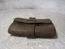 ANTIQUE CIVIL WAR ERA LEATHER WALLET 1800s M. L. SARGENT SUNAPEE NEW HAMPSHIRE