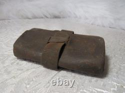 ANTIQUE CIVIL WAR ERA LEATHER WALLET 1800s M. L. SARGENT SUNAPEE NEW HAMPSHIRE