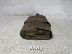 ANTIQUE CIVIL WAR ERA LEATHER WALLET 1800s M. L. SARGENT SUNAPEE NEW HAMPSHIRE