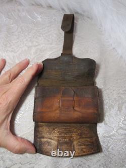 ANTIQUE CIVIL WAR ERA LEATHER WALLET 1800s M. L. SARGENT SUNAPEE NEW HAMPSHIRE