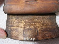 ANTIQUE CIVIL WAR ERA LEATHER WALLET 1800s M. L. SARGENT SUNAPEE NEW HAMPSHIRE