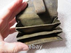 ANTIQUE CIVIL WAR ERA LEATHER WALLET 1800s M. L. SARGENT SUNAPEE NEW HAMPSHIRE