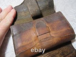 ANTIQUE CIVIL WAR ERA LEATHER WALLET 1800s M. L. SARGENT SUNAPEE NEW HAMPSHIRE