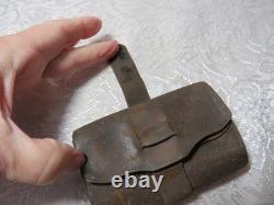 ANTIQUE CIVIL WAR ERA LEATHER WALLET 1800s M. L. SARGENT SUNAPEE NEW HAMPSHIRE