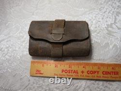 ANTIQUE CIVIL WAR ERA LEATHER WALLET 1800s M. L. SARGENT SUNAPEE NEW HAMPSHIRE
