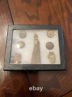 ANTIQUE CIVIL WAR RELICS, BULLETS and BUTTON casings 1862-1863