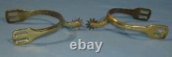 ANTIQUE PAIR CIVIL WAR ERA OFFICERS BRASS SPURS with10-PT WORKING IRON ROWEL