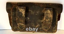 ATG. ORIG. U. S. CIVIL WAR LEATHER CARTRIDGE POUCH -MAKER J. T. SMITH w Initials