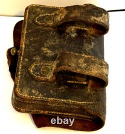 ATG. ORIG. U. S. CIVIL WAR LEATHER CARTRIDGE POUCH -MAKER J. T. SMITH w Initials