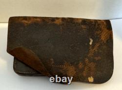 ATG. ORIG. U. S. CIVIL WAR LEATHER CARTRIDGE POUCH -MAKER J. T. SMITH w Initials