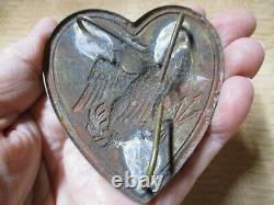 AUTHENTIC Civil War or Earlier BRASS Martingale Heart with Eagle Prong Back
