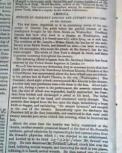 Abraham Lincoln Assassination & General Robert E. Lee Surrender 1865 Newspaper