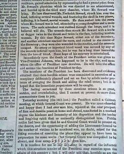 Abraham Lincoln Assassination & General Robert E. Lee Surrender 1865 Newspaper