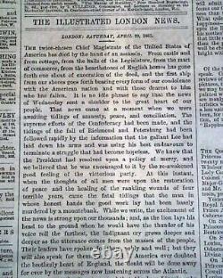 Abraham Lincoln Assassination & General Robert E. Lee Surrender 1865 Newspaper