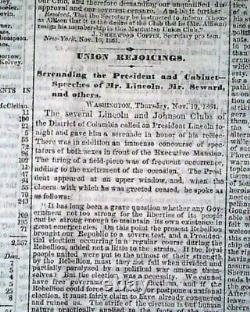 Abraham Lincoln In Response to a Serenade Address 1864 NYC Civil War Newspaper