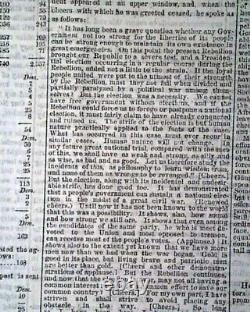 Abraham Lincoln In Response to a Serenade Address 1864 NYC Civil War Newspaper