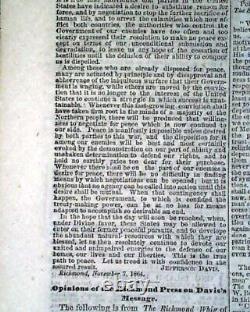 Abraham Lincoln In Response to a Serenade Address 1864 NYC Civil War Newspaper