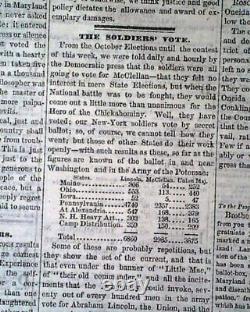 Abraham Lincoln In Response to a Serenade Address 1864 NYC Civil War Newspaper