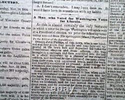 Abraham Lincoln In Response to a Serenade Address 1864 NYC Civil War Newspaper