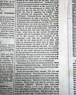 Abraham Lincoln Inauguration 1st Rpt. Civil War Final Weeks 1865 old Newspaper