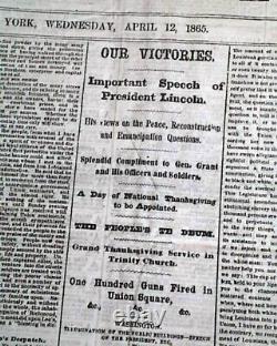 Abraham Lincoln Last Proclamation Prior Assassination 1865 Civil War Newspaper