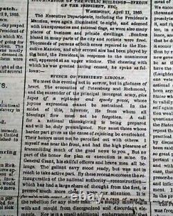 Abraham Lincoln Last Proclamation Prior Assassination 1865 Civil War Newspaper