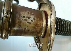 American CIVIL War Ames M 1850 Foot Officer Sword Signed Ames Partial Scabbard