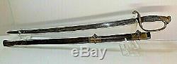 American CIVIL War Ames M 1850 Foot Officer Sword W Signed Ames Metal Scabbard