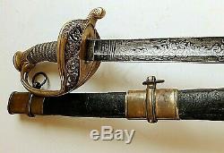 American CIVIL War M 1850 Foot Officer Sword Signed Blade W Clauberg Ca 1861